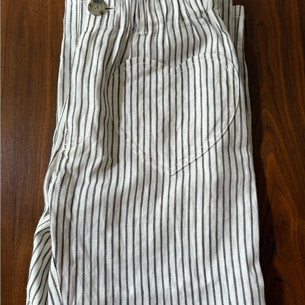 Emerson Fry White Wide Leg Pinstripe Pants with Heart-Shaped Pockets